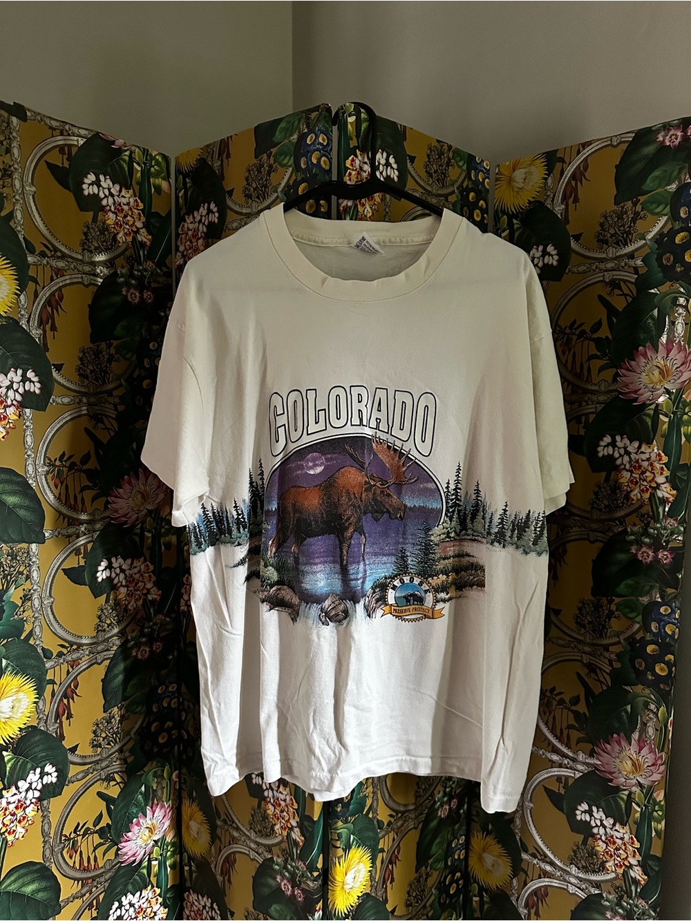 Single Stitch Vintage Anvil White Colorado Moose Graphic Tee XL